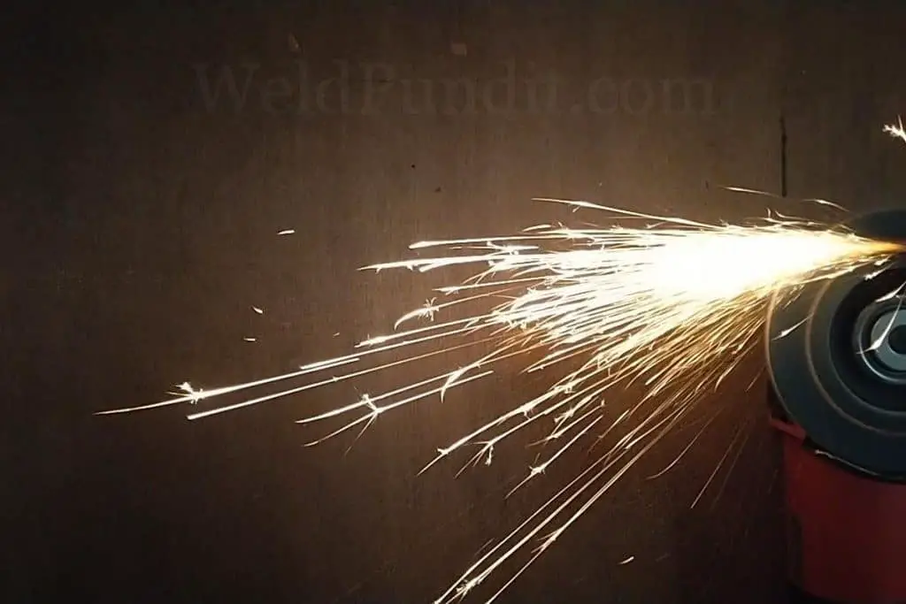 A photo of high-carbon low-alloy steel sparks