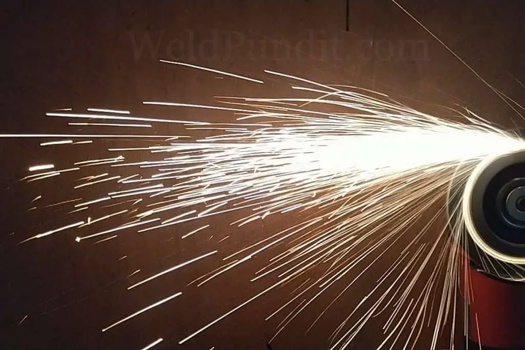A photo of stainless steel sparks