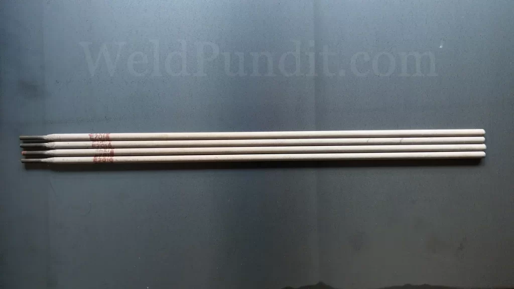 A photo of E7018 stick welding electrodes