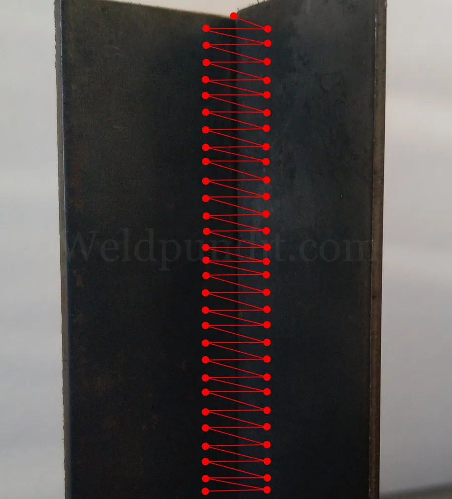 An image of a Z weave for vertical-up welding